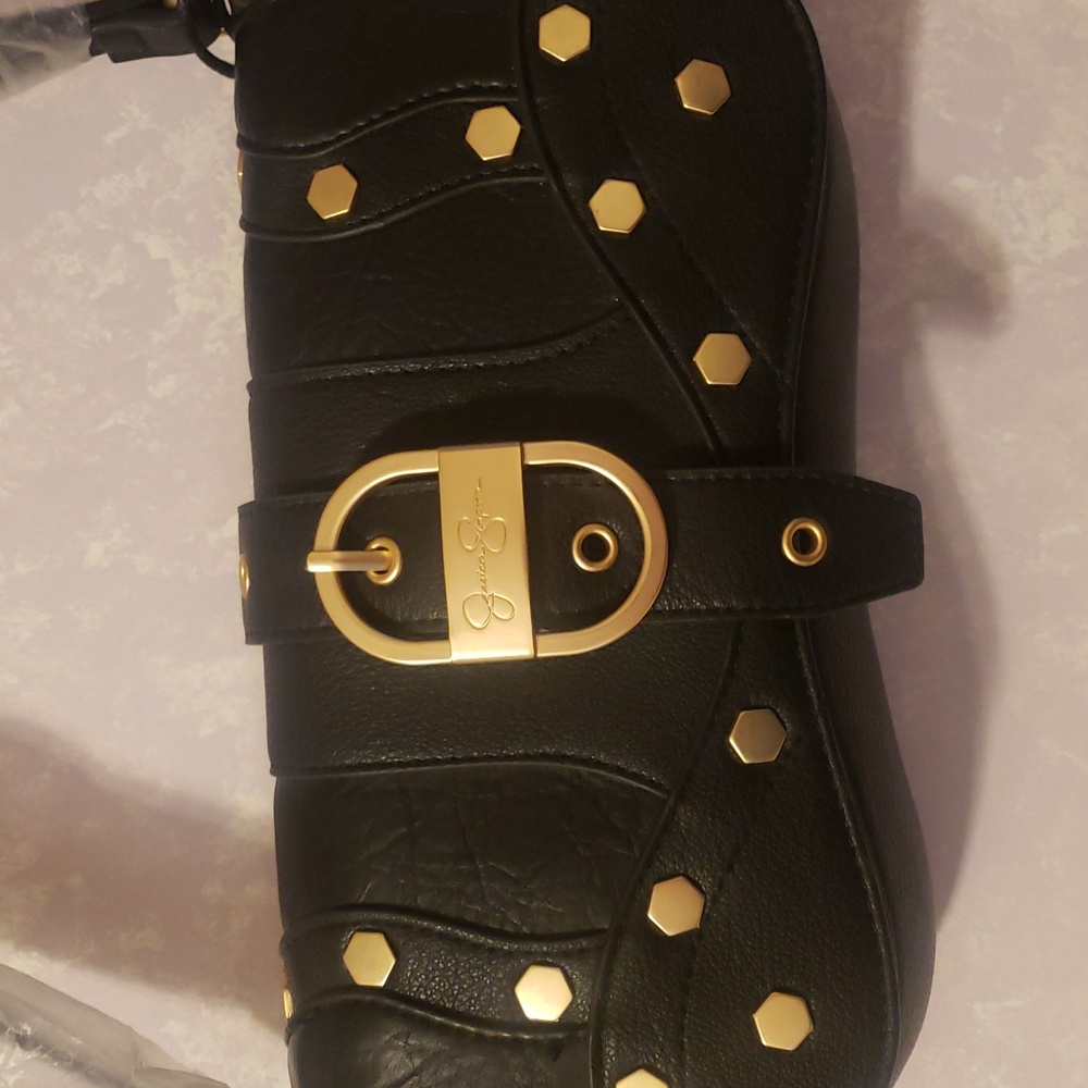 Jessica Simpson Black Studded Small Shoulder Bag - Picture 2 of 5